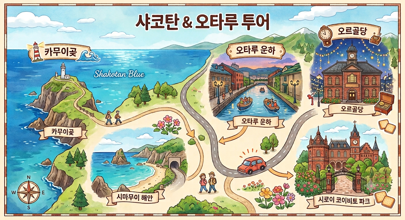 여름 삿포로🩵✨2탄!삿포로가면 꼭 가야하는 오타루-샤코탄 투어 .명소 총정리!