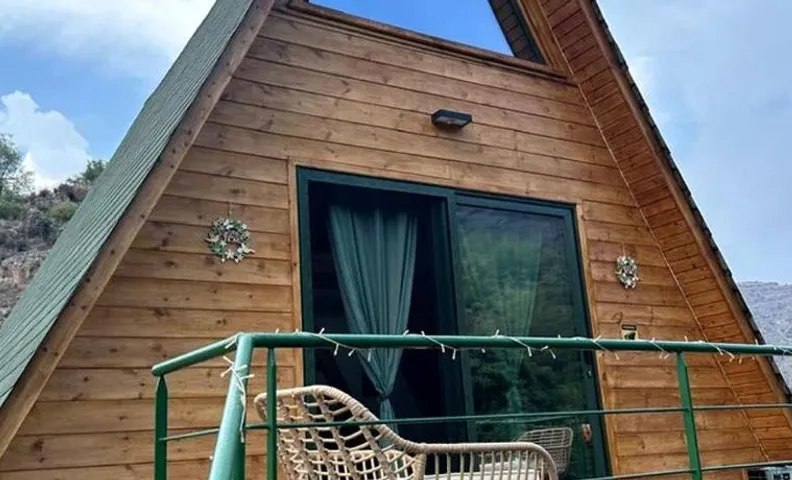 Panoramic Mountain A-Frame Cabin Retreat with Fireplace in Limassol, Cyprus