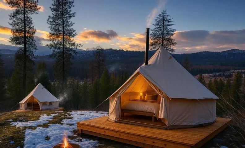 Luxury Glamping Retreat with Panoramic Views and Privacy in Sandpoint, Idaho