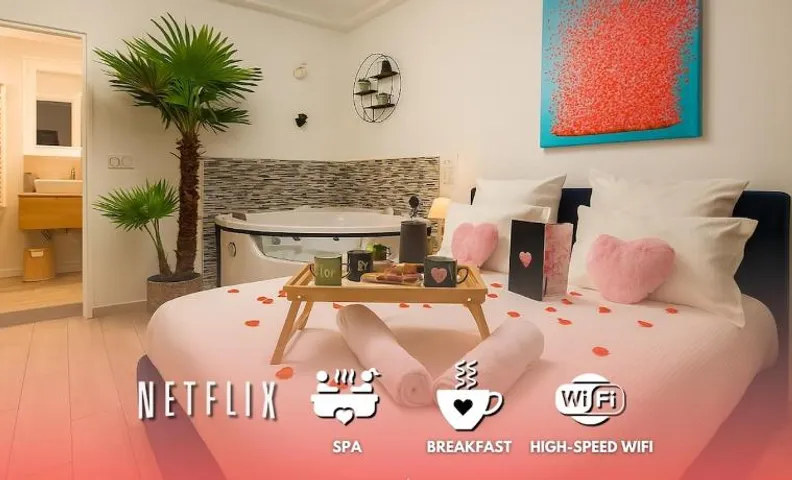 L'Escale Balnéo'Romantique - Loveroom - Jacuzzi & Petit déjeuner