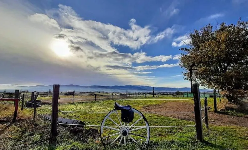 Duplex calme, vue chevaux et montagnes
