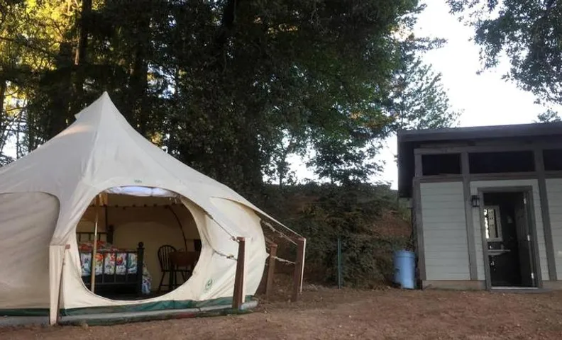 Lotus Yurt in Vineyard Overlooking Monterey Bay near Los Gatos, California