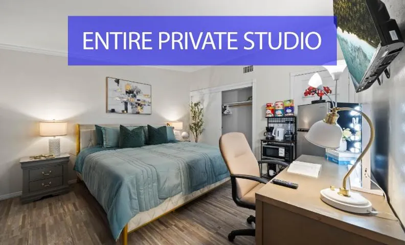 Entire Private Studio with King Bed, Bathroom, 1 Parking, Available Now