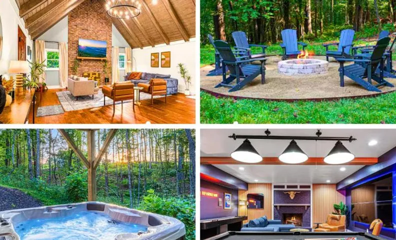 Wooded Oasis, HotTub, Sauna, GameRoom, 15min 2 AVL