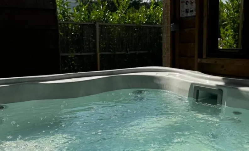 luxury pod with hot tub