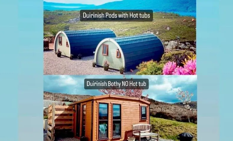 Duirinish Pods with Private Hot Tubs and Duirinish Bothy with No Hot Tub