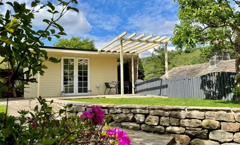 Apple tree hut, in a private garden