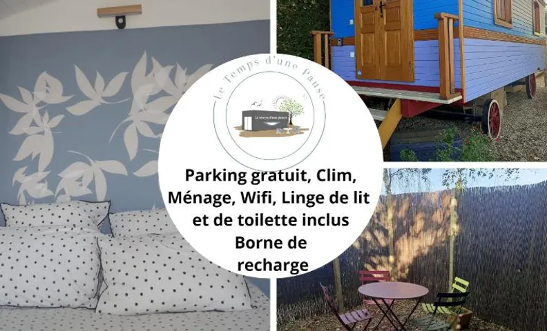 Roulotte Authentique 'Le Temps d une Pause" en face du Beaujolais - Climatisation et Borne recharge