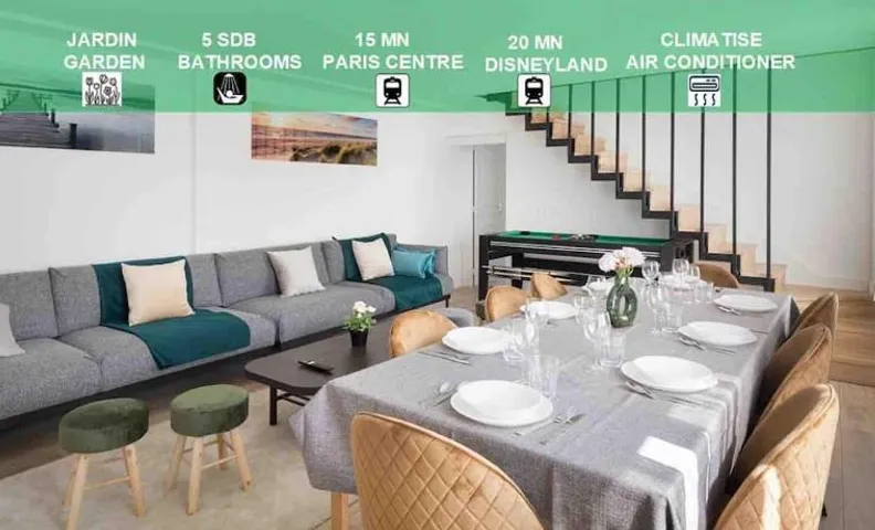 Maison moderne avec jardin12 pers proche Paris & Disney