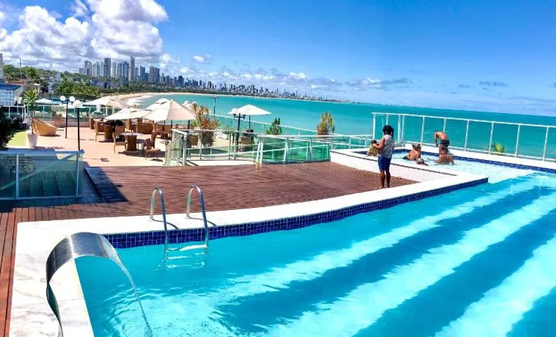 BLUE SUNSET PREMIUM - Flat Beira Mar para até 5 pessoas - Cabo Branco - Piscina Rooftop