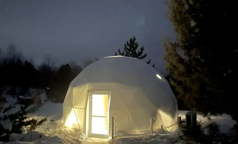 Cosmic Intimacy: Geodesic Dome Escape for Couples in a Dreamy Michigan Setting