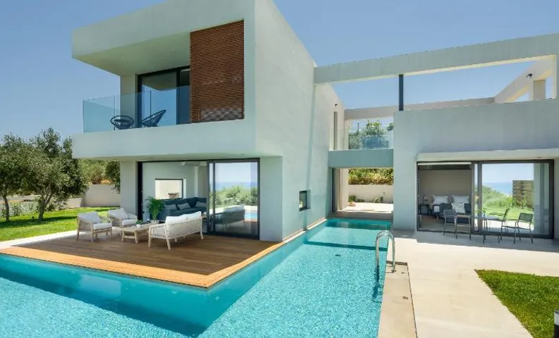Avra & Ostria Villa, Pirgos-Villas,Heated pool , amazing sea view