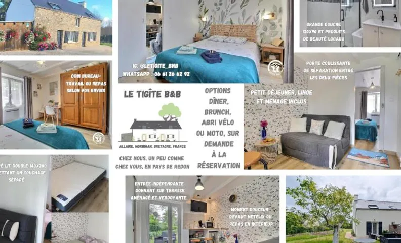 Le Tigîte B & B Suite avec entrée privée, petit dej, linge, produits de soin et ménage inclus