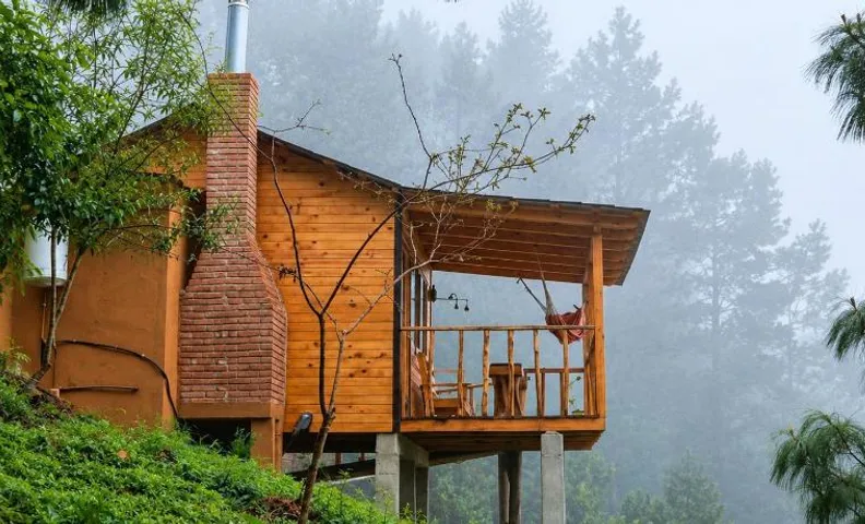 Acogedora cabaña 1 con chimenea y fogata en el bosque cerca de san José del pacifico
