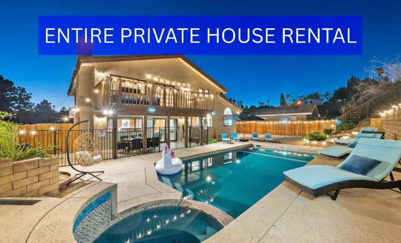 Entire Private House with 7 Beds, Pool, Hot Tub, Garage, Gated Yard, Arcade, Available Now