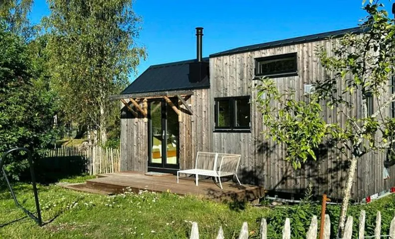 Micro house in a rose garden on a smallholding