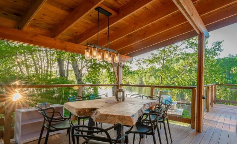 Stylish lake home with private beach, dock and firepit for swimming, kayaking, hiking