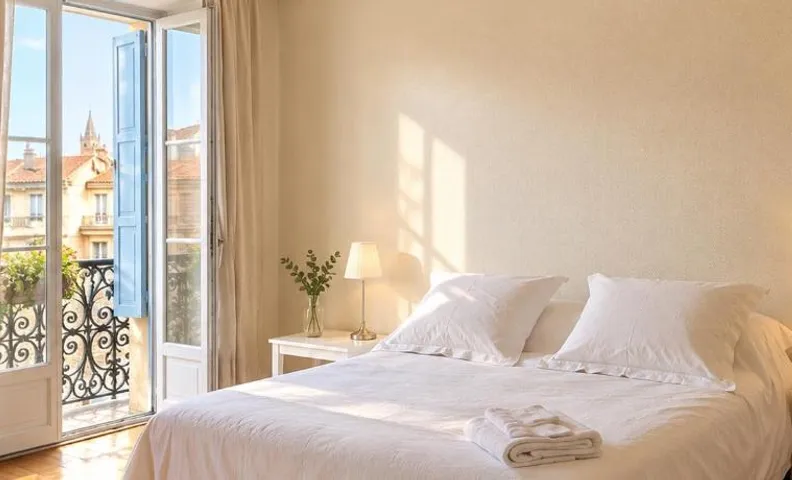 Chambre double et salle de bain